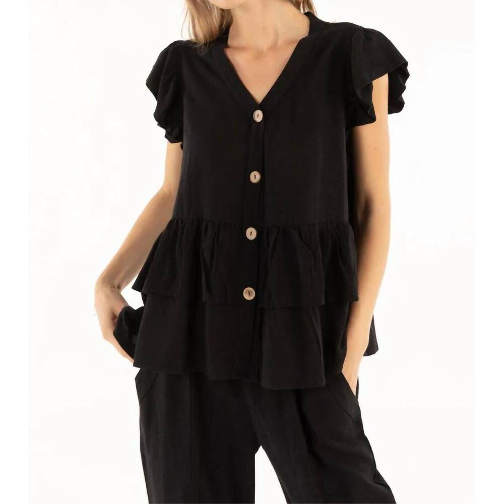 NEW ISLE BY MELIS KOZAN melton v-neck top in tossa